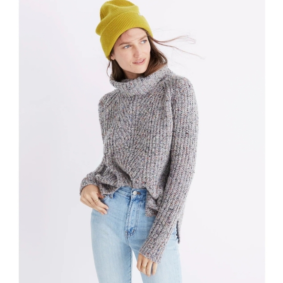 Madewell Colorfleck Ribbed Turtleneck Sweater - Picture 1 of 7